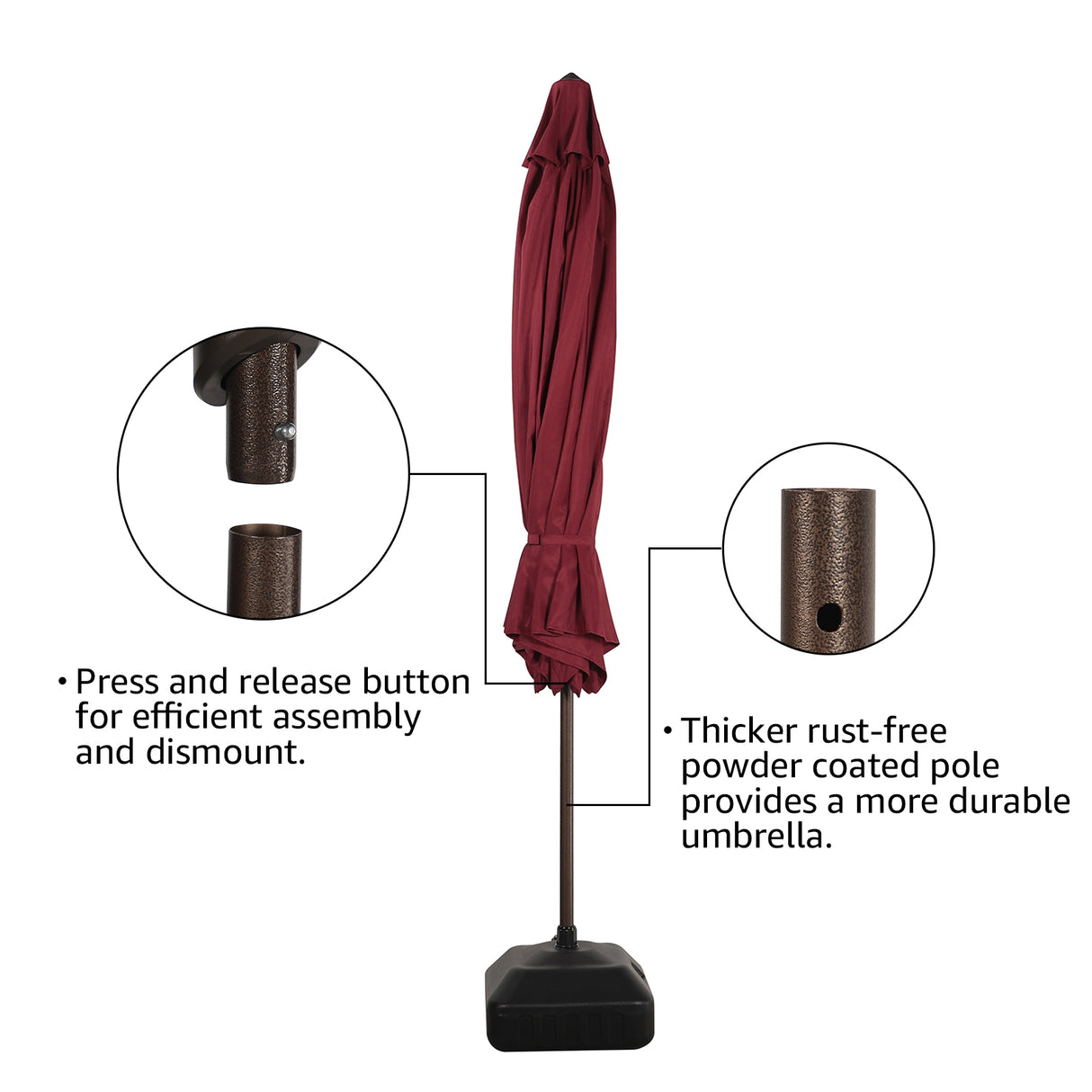 JOIVI 2 PCS Outdoor Patio Ottoman with Thick Cushions,Brown - JOIVI