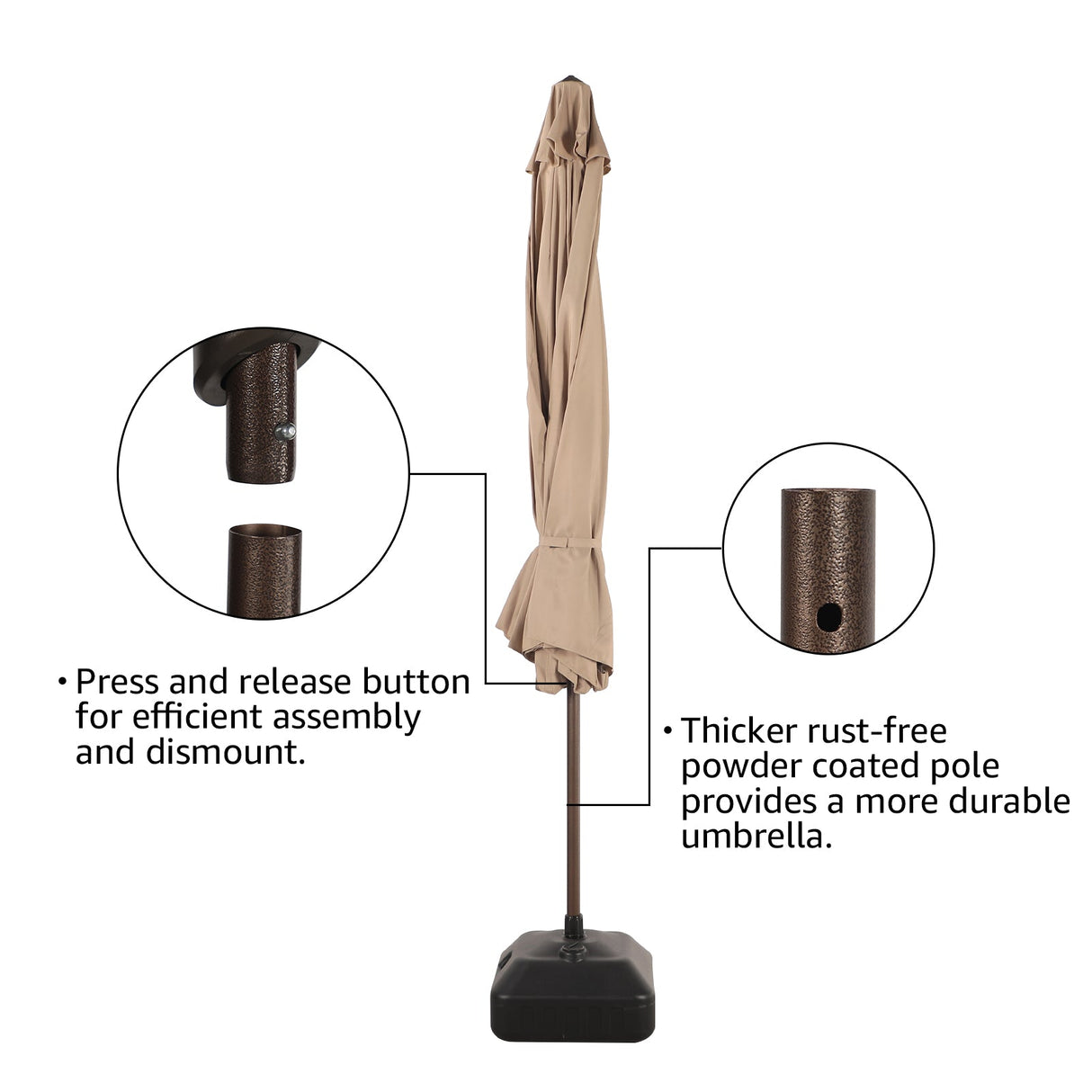 JOIVI 2 PCS Outdoor Patio Ottoman with Thick Cushions,Brown - JOIVI