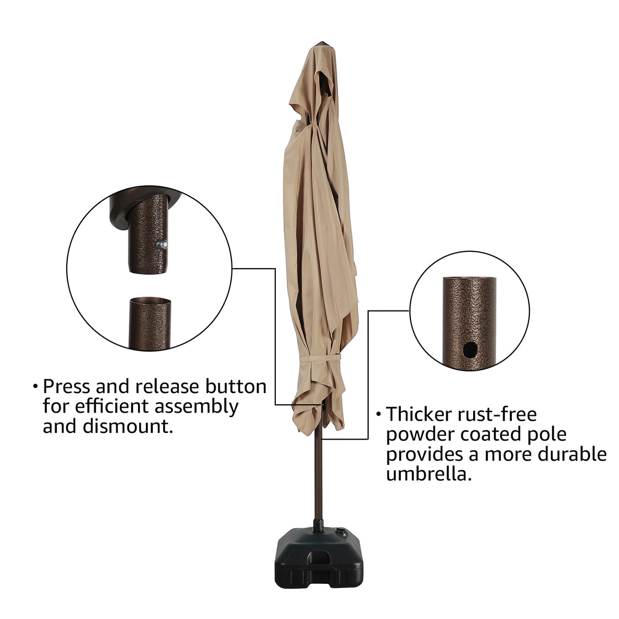 JOIVI 2 PCS Outdoor Patio Ottoman with Thick Cushions,Brown - JOIVI