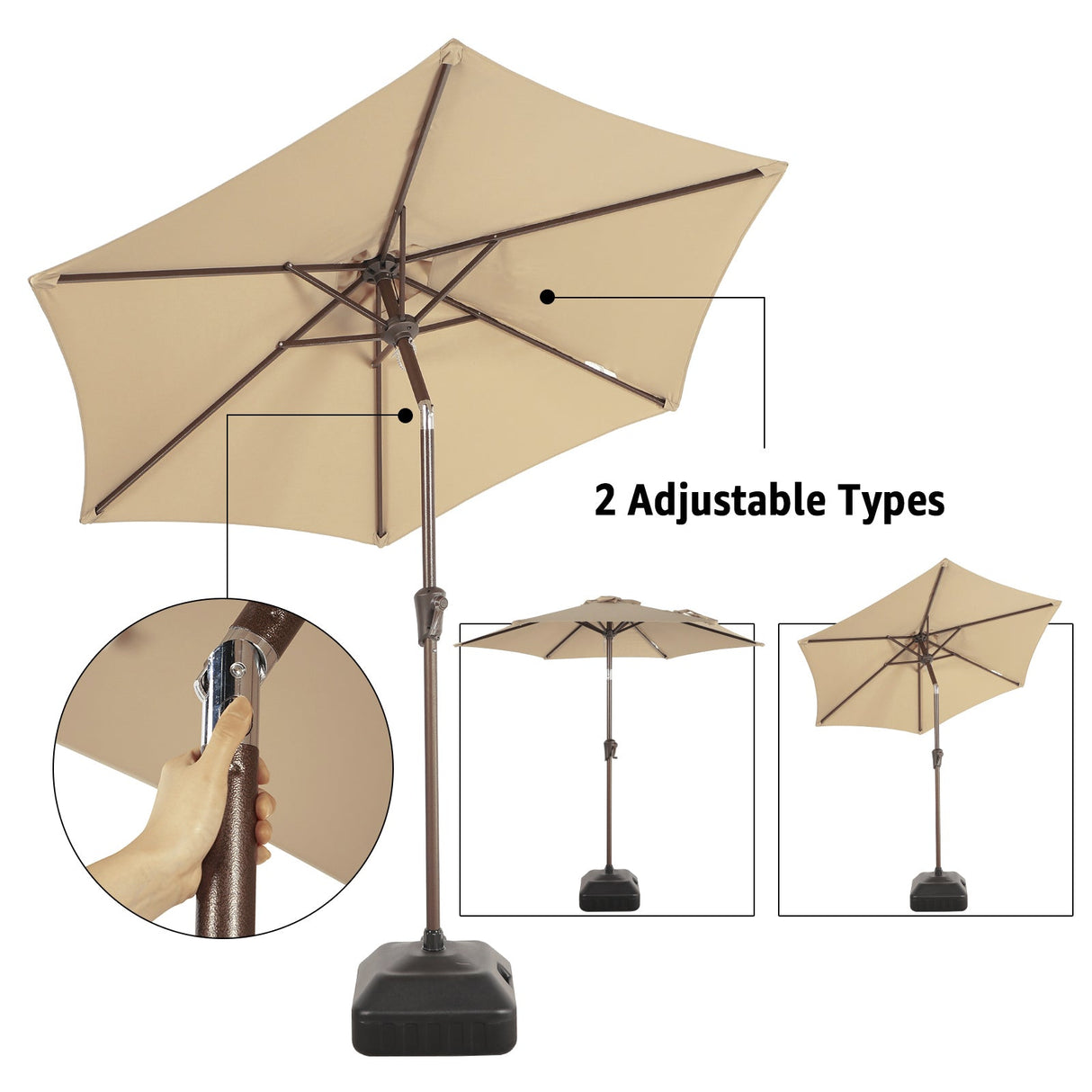 JOIVI 2 PCS Outdoor Patio Ottoman with Thick Cushions,Brown - JOIVI