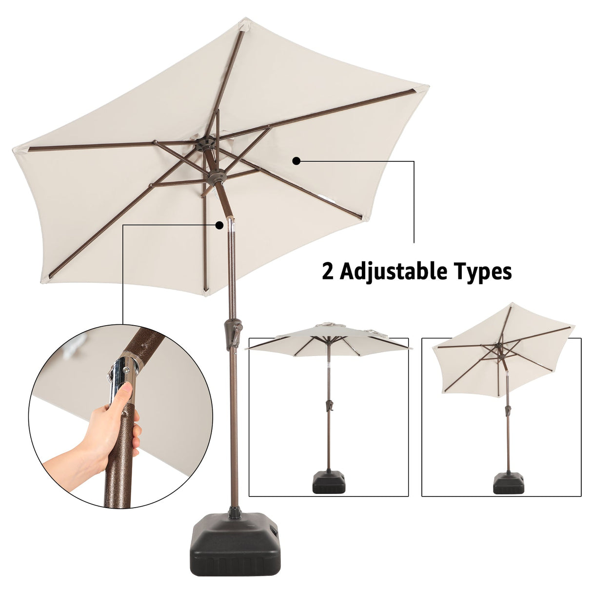 JOIVI 2 PCS Outdoor Patio Ottoman with Thick Cushions,Brown - JOIVI