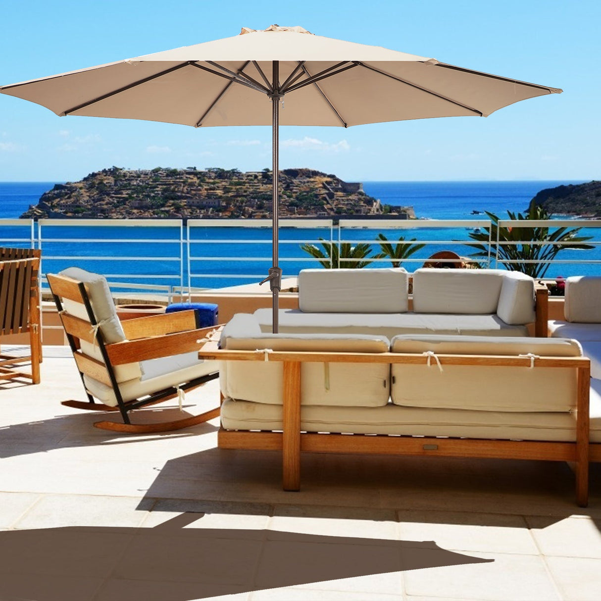 JOIVI 2 PCS Outdoor Patio Ottoman with Thick Cushions,Brown - JOIVI