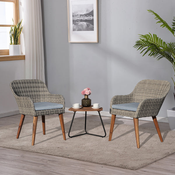 3Piece Outdoor Bistro Set, Weatherresistant PE Wicker Patio Conversa