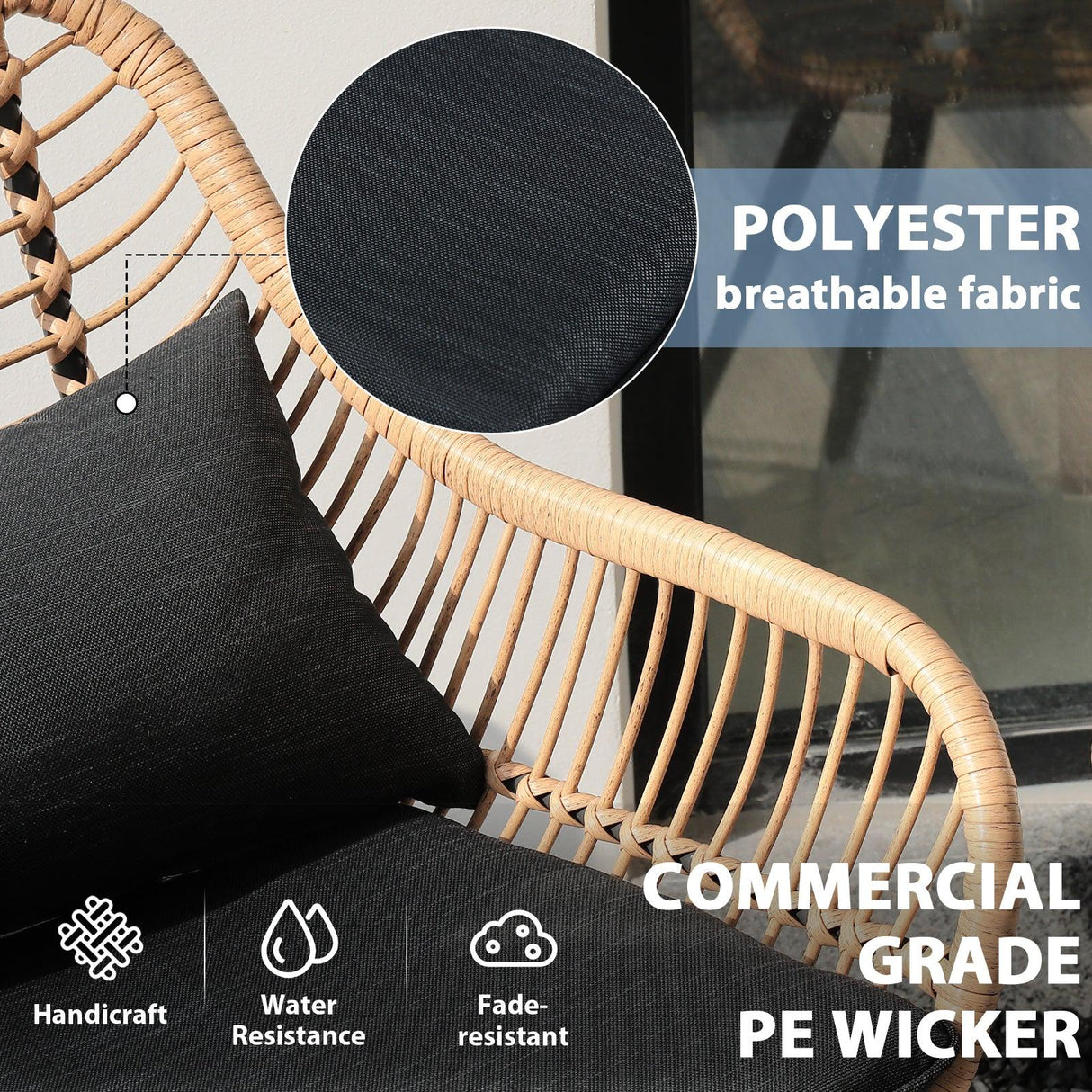 JOIVI 2 PCS Outdoor Patio Ottoman with Thick Cushions,Brown - JOIVI