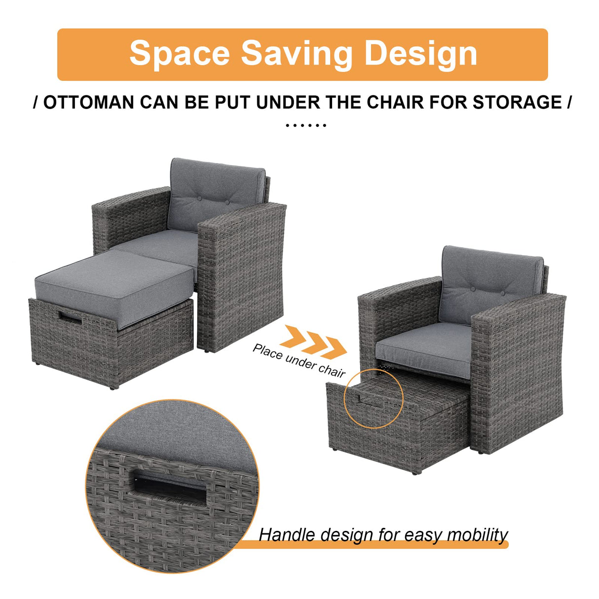 JOIVI 5 Pieces Wicker Patio Furniture Set Outdoor Patio Chairs