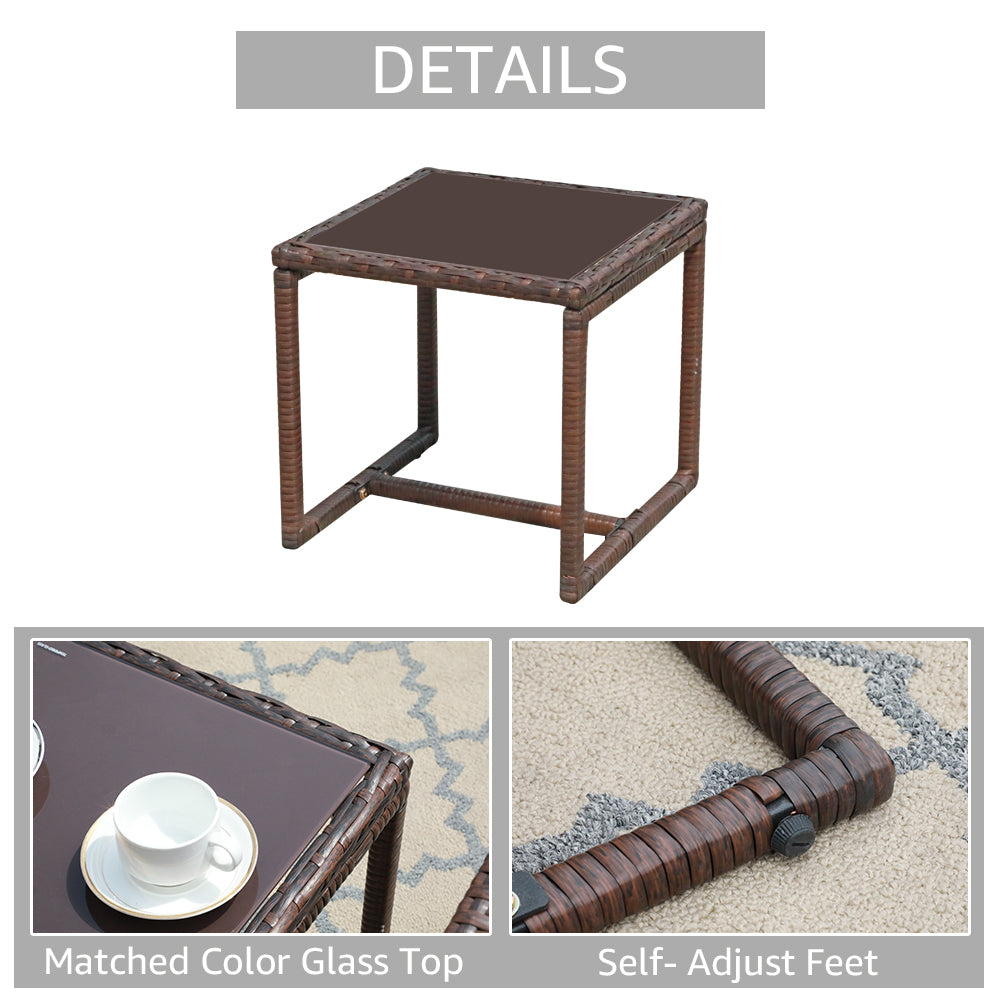 JOIVI 2 PCS Outdoor Patio Ottoman with Thick Cushions,Brown - JOIVI