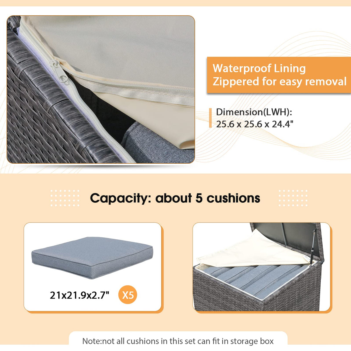 JOIVI Outdoor Furniture Set, 8 Piece Patio Wicker Sectional Patio Furniture with Storage Box, Gray