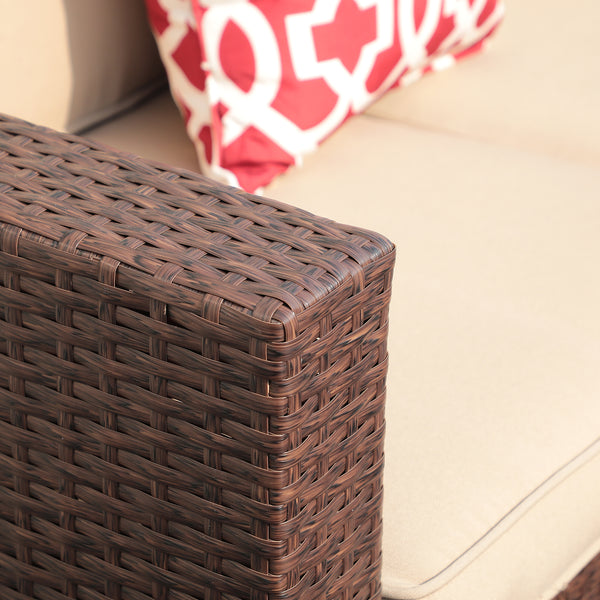 JOIVI 8 Piece Patio Furniture Set, Wicker Sectional Sofa with Ottoman