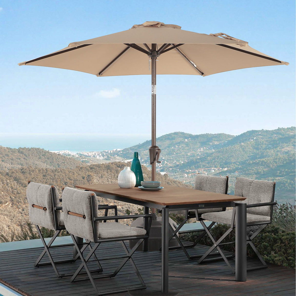 JOIVI 2 PCS Outdoor Patio Ottoman with Thick Cushions,Brown - JOIVI