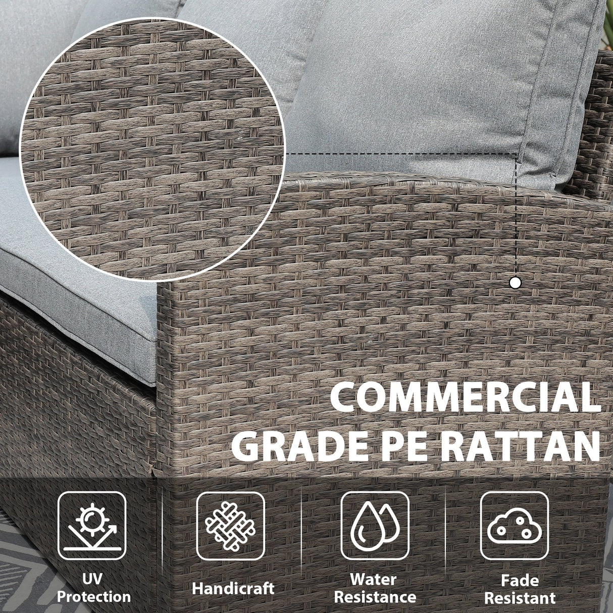 JOIVI 2 PCS Outdoor Patio Ottoman with Thick Cushions,Brown - JOIVI