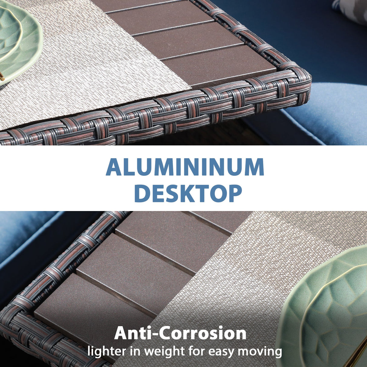 JOIVI 2 PCS Outdoor Patio Ottoman with Thick Cushions,Brown - JOIVI