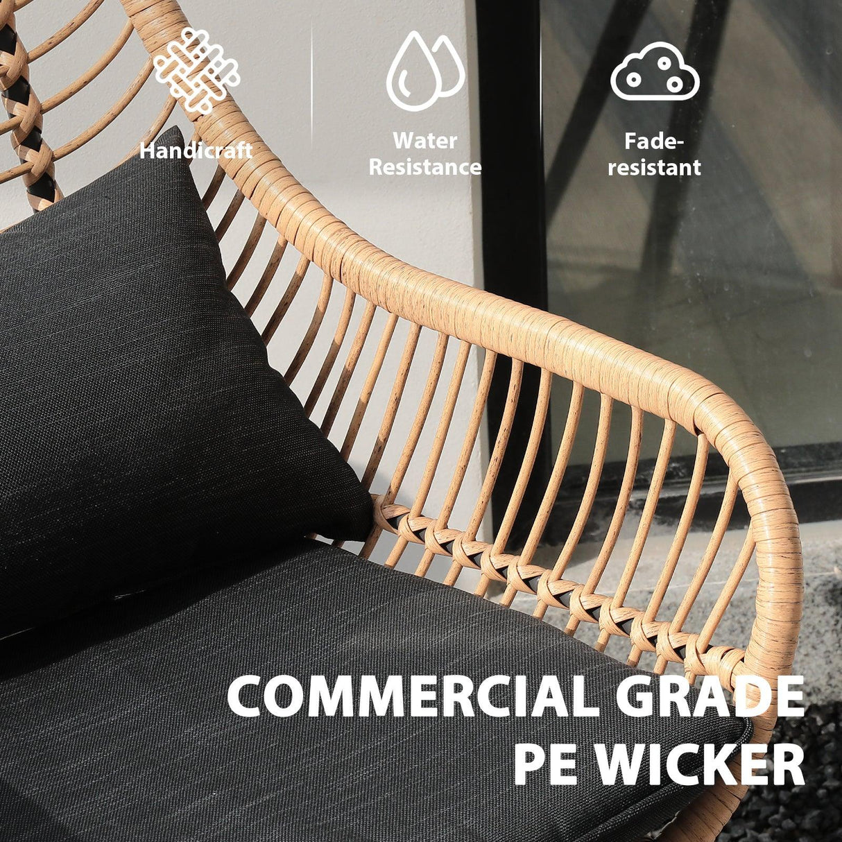 JOIVI 2 PCS Outdoor Patio Ottoman with Thick Cushions,Brown - JOIVI