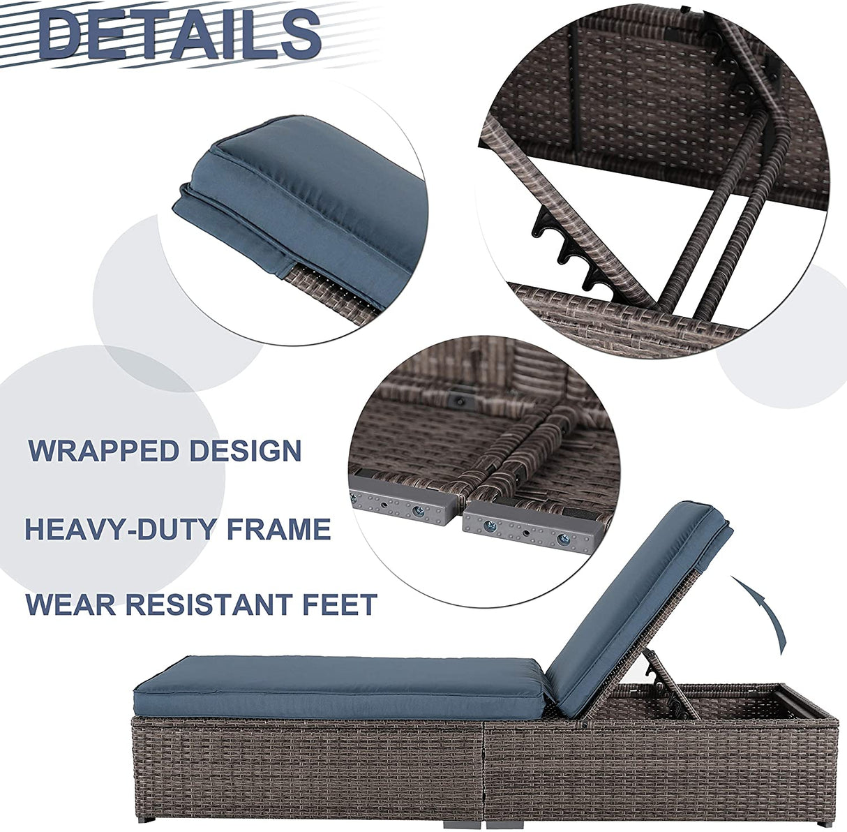 JOIVI 2 PCS Outdoor Patio Ottoman with Thick Cushions,Brown - JOIVI