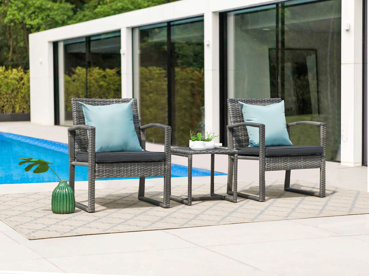 JOIVI 2 PCS Outdoor Patio Ottoman with Thick Cushions,Brown - JOIVI