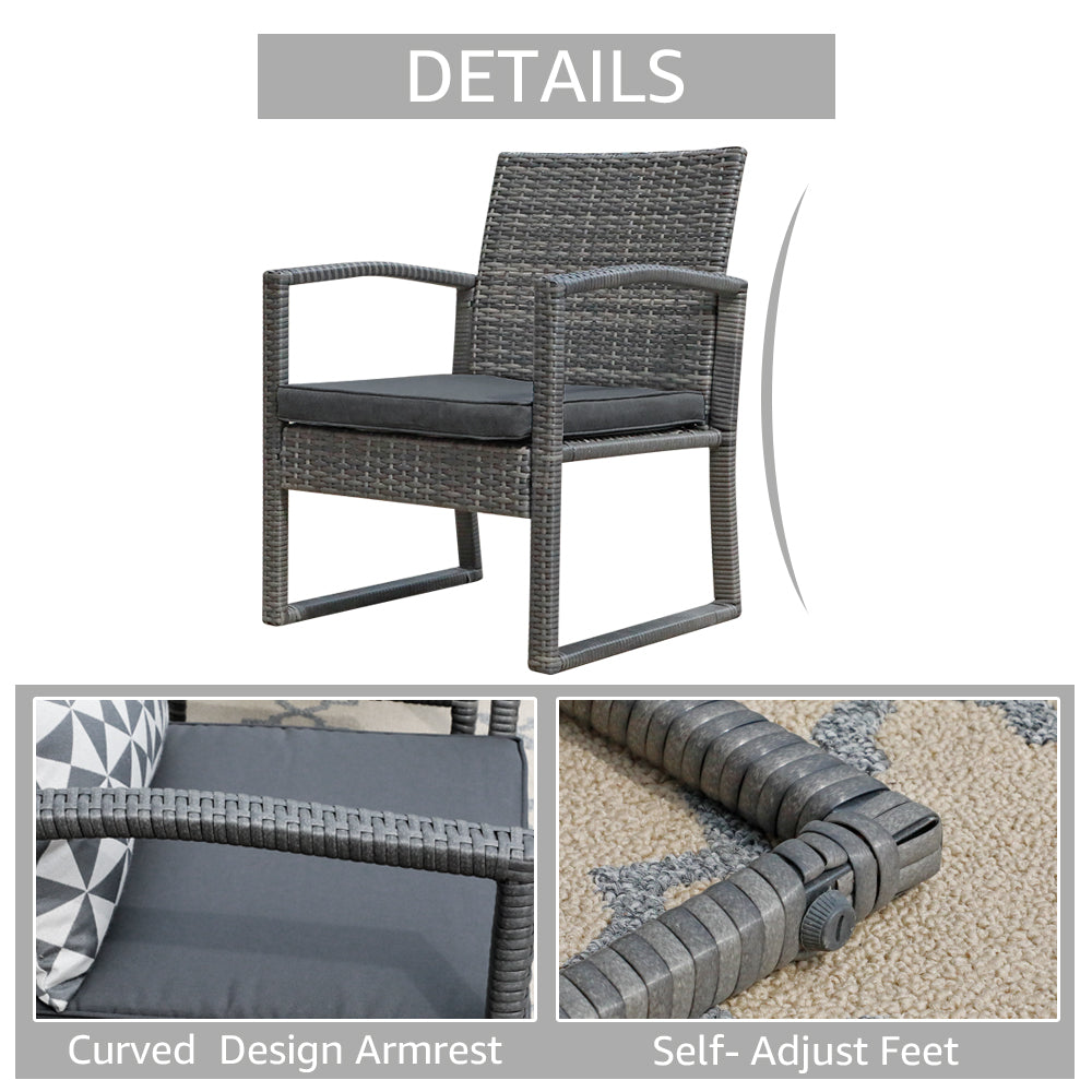 JOIVI 2 PCS Outdoor Patio Ottoman with Thick Cushions,Brown - JOIVI