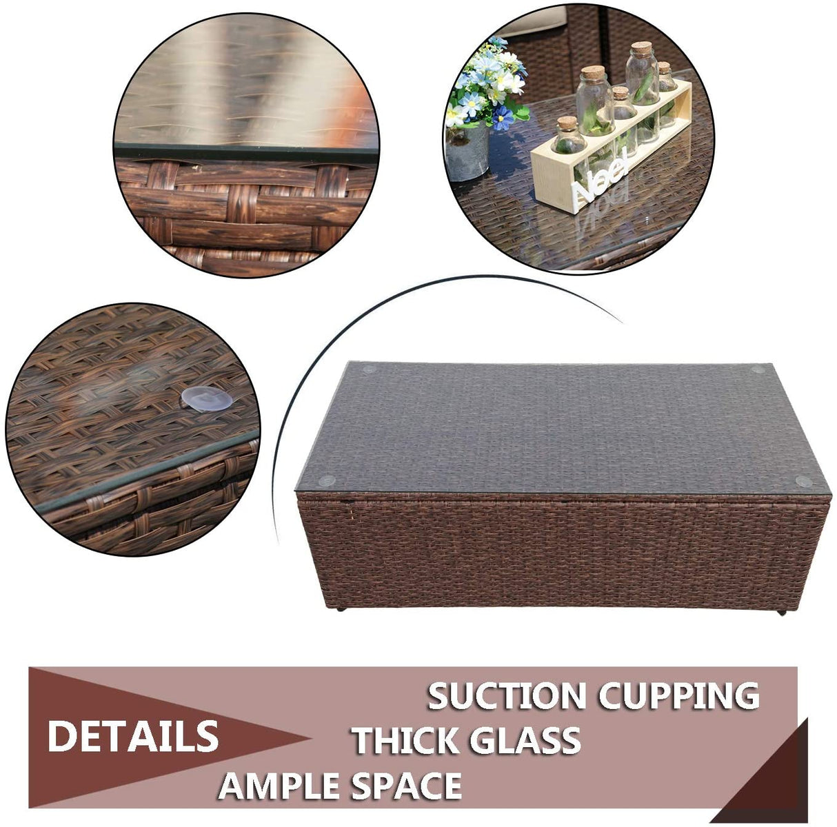 JOIVI 7 Pieces Outdoor Patio Furniture Set, Espresso Brown PE Wicker