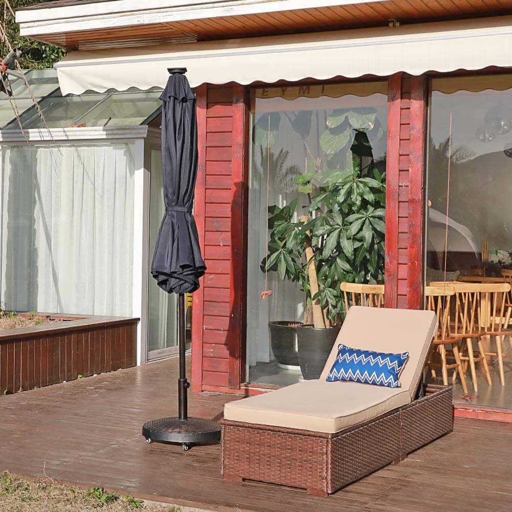 JOIVI 2 PCS Outdoor Patio Ottoman with Thick Cushions,Brown - JOIVI