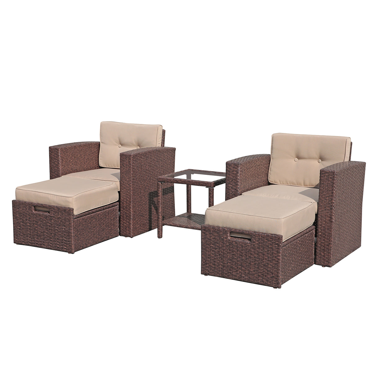 2 armchair 2 ottomans 1 end table set - JOIVI
