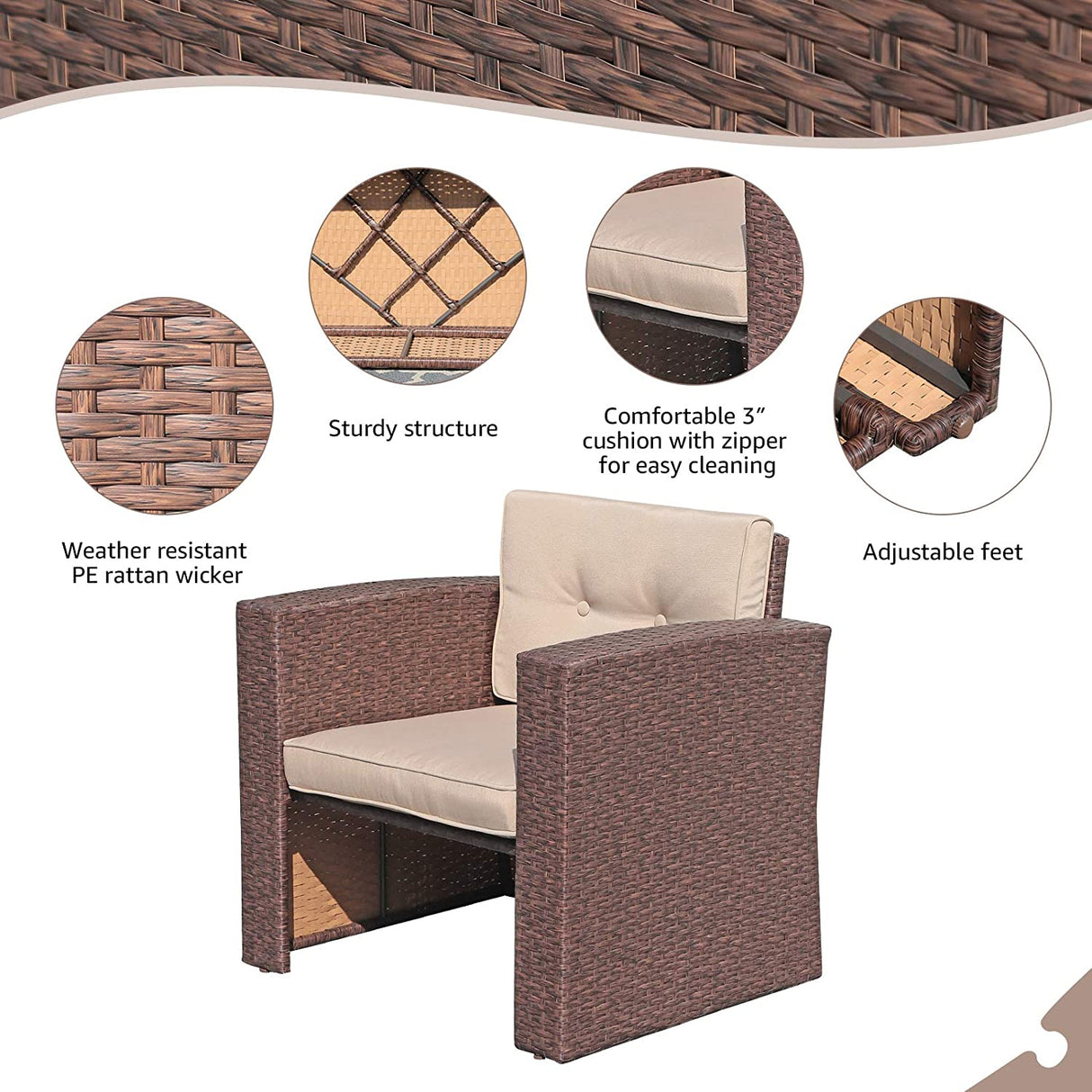 2 armchair 2 ottomans 1 end table set - JOIVI