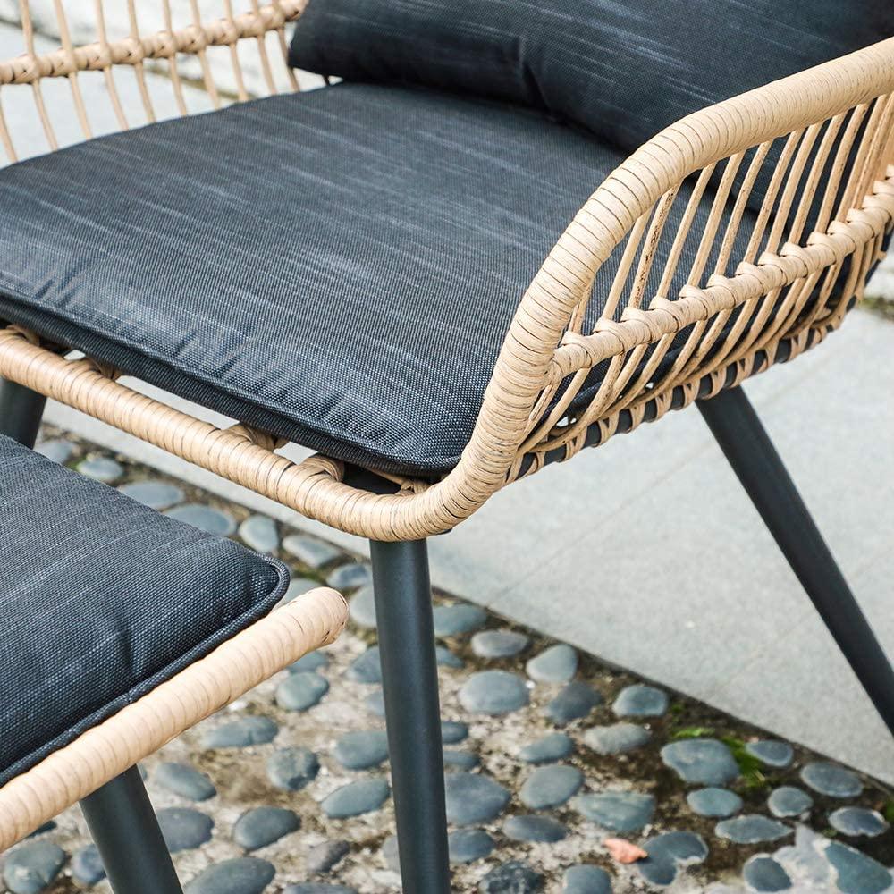 JOIVI 2 PCS Outdoor Patio Ottoman with Thick Cushions,Brown - JOIVI