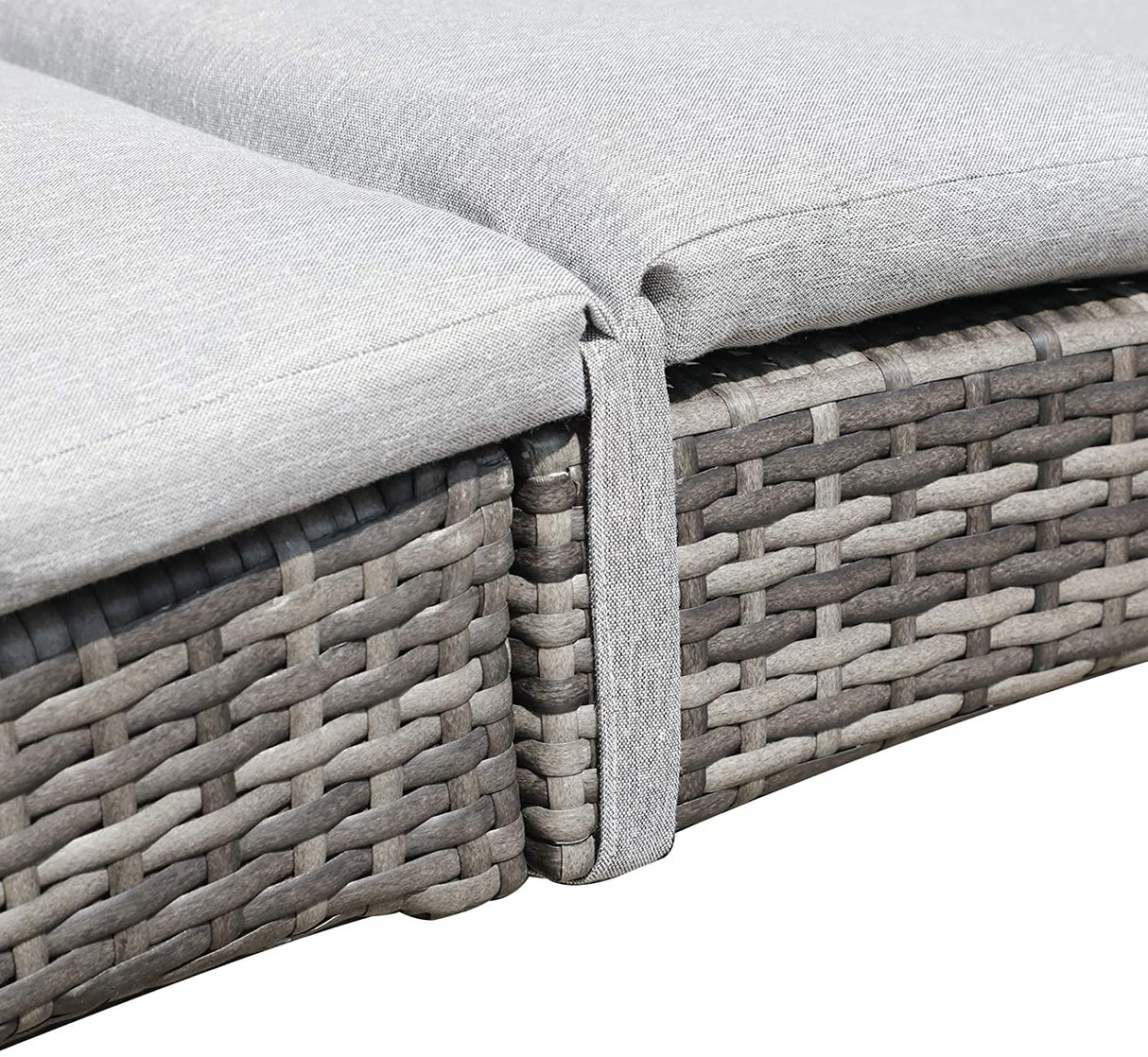 Foldable PE Rattan Chaise light grey
