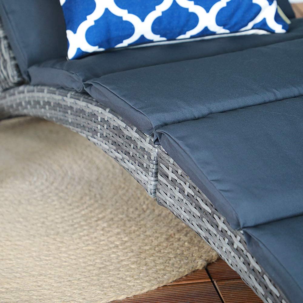 Foldable PE Rattan Chaise dark grey