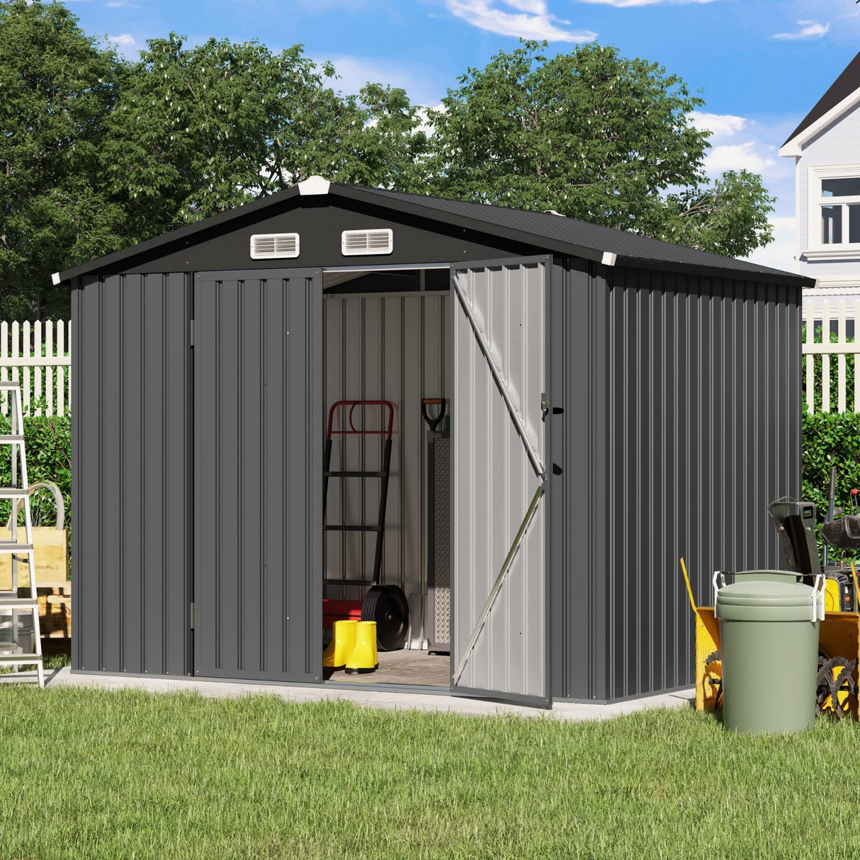 8' x 6' Outdoor Storage Shed, Bike Storage for Backyard