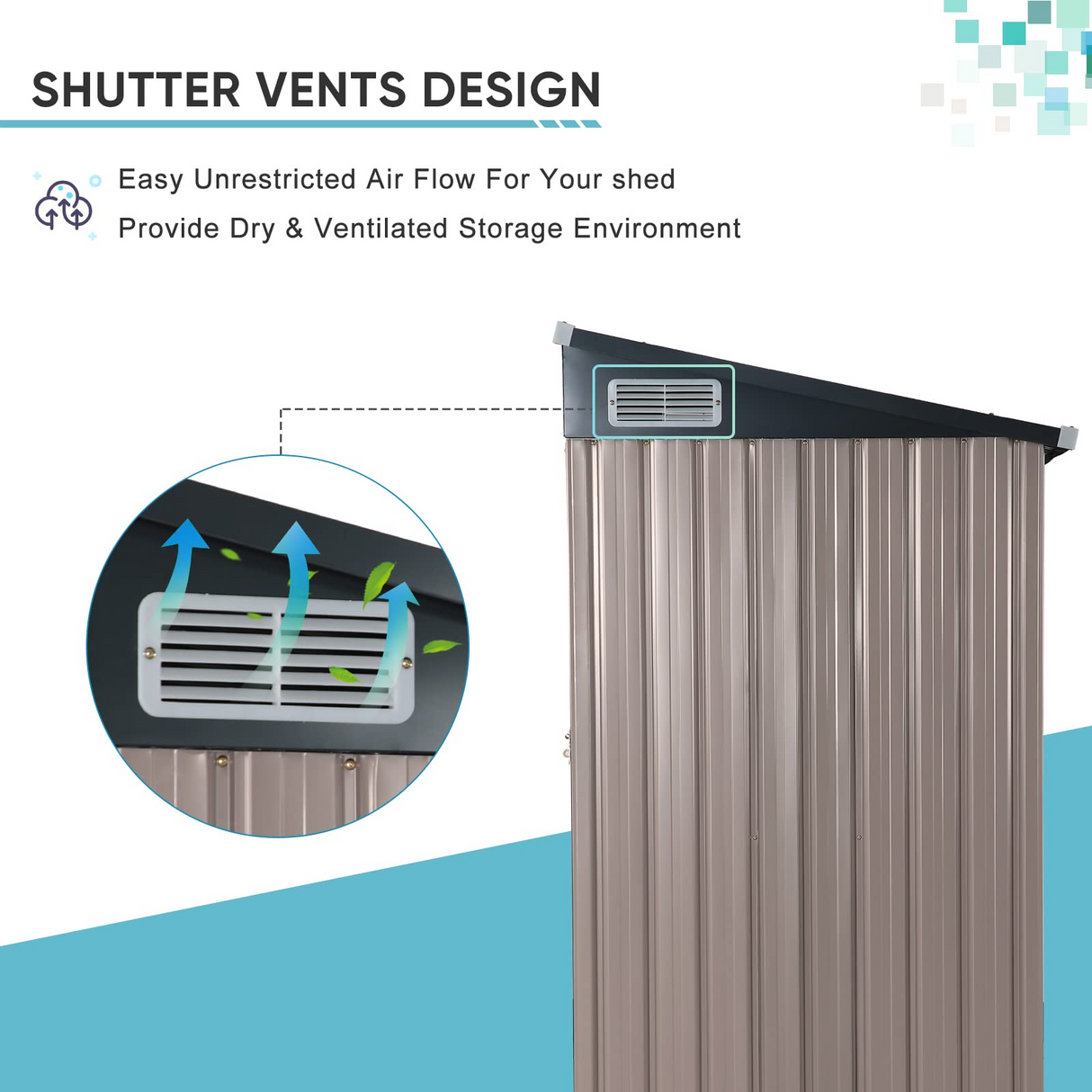 Outdoor Storage Shed, Galvanized Metal Garden Shed W/Lockable Door, Small Waterproof Storage Shed, Taupe