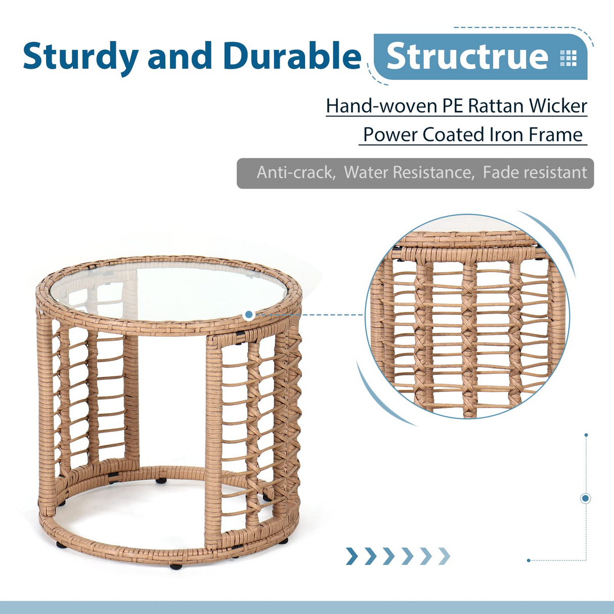 JOIVI Outdoor Wicker Side Table