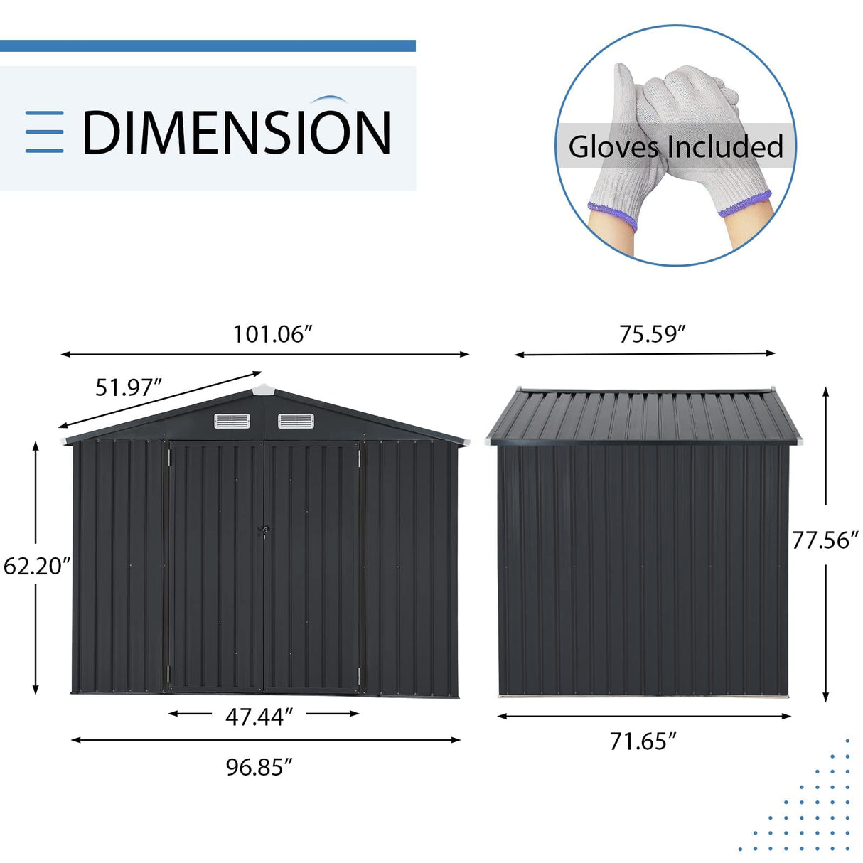 8' x 6' Outdoor Storage Shed, Bike Storage for Backyard