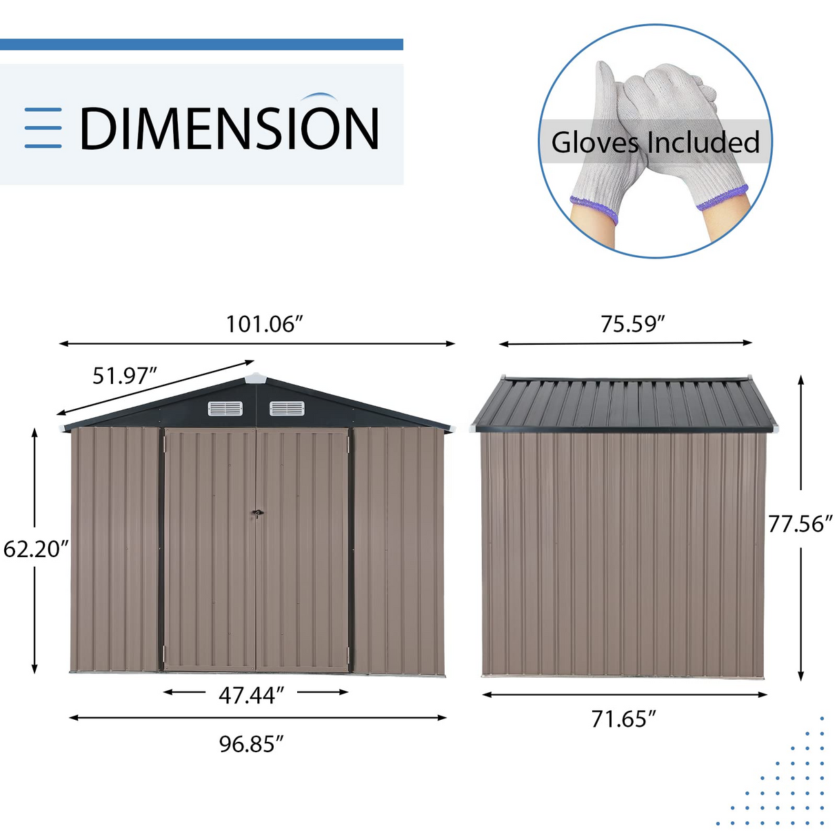 8' x 6' Outdoor Storage Shed, Bike Storage for Backyard