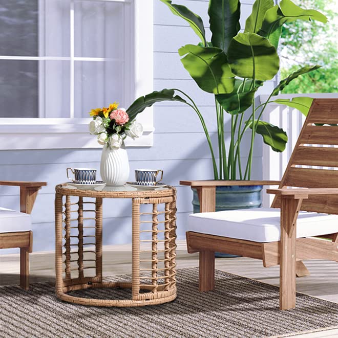 JOIVI Outdoor Wicker Side Table