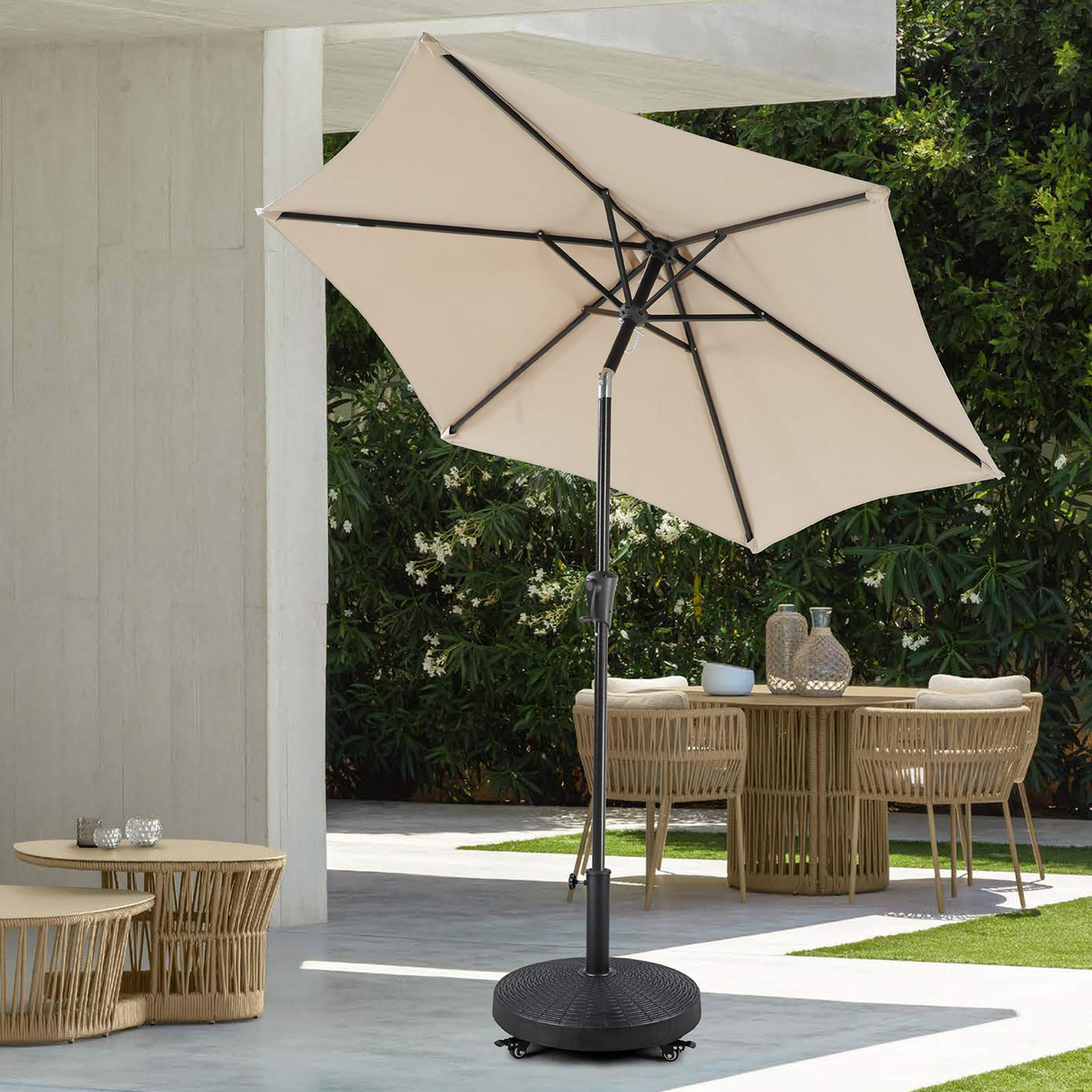 JOIVI 2 PCS Outdoor Patio Ottoman with Thick Cushions,Brown - JOIVI