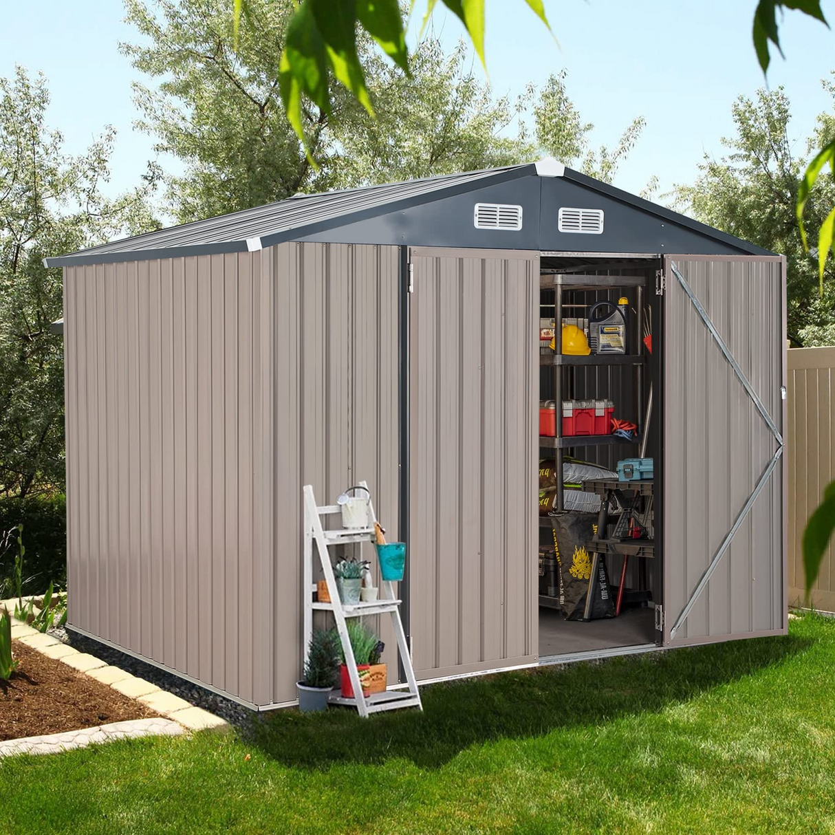 8' x 6' Outdoor Storage Shed, Bike Storage for Backyard
