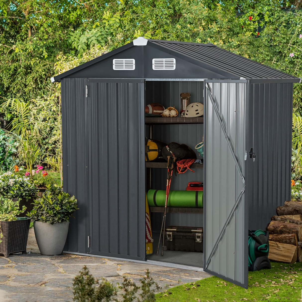 6' x 4' Outdoor Storage Shed,Small Bike Storage for Backyard