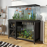 JOIVI 55-75 Gallon Aquarium Stand with Power Outlets & LED Light, Heavy Duty Metal Fish Tank Stand with Storage Cabinet, 1100lbs Capacity