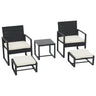 JOIVI 5 Piece Patio Bistro Set, Wicker Patio Furniture Set, Outdoor Conversation Set with Ottomans, Patio Chairs and Side Table Set with Foot Stool