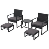 JOIVI 5 Piece Patio Bistro Set, Wicker Patio Furniture Set, Outdoor Conversation Set with Ottomans, Patio Chairs and Side Table Set with Foot Stool