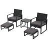 JOIVI 5 Piece Patio Bistro Set, Wicker Patio Furniture Set, Outdoor Conversation Set with Ottomans, Patio Chairs and Side Table Set with Foot Stool