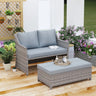 Outdoor Wicker Love Seat and Coffee Table Set, Weather Resistant Rattan, Patio Furniture with Cushions & Storage Bin
