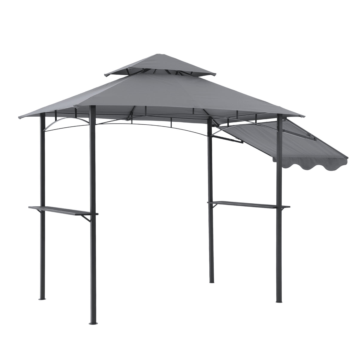 JOIVI 8’ x 5’ Grill Gazebo, Double Tiered Patio Outdoor BBQ Gazebo Grill Canopy Shelter with Adjustable Side Awning