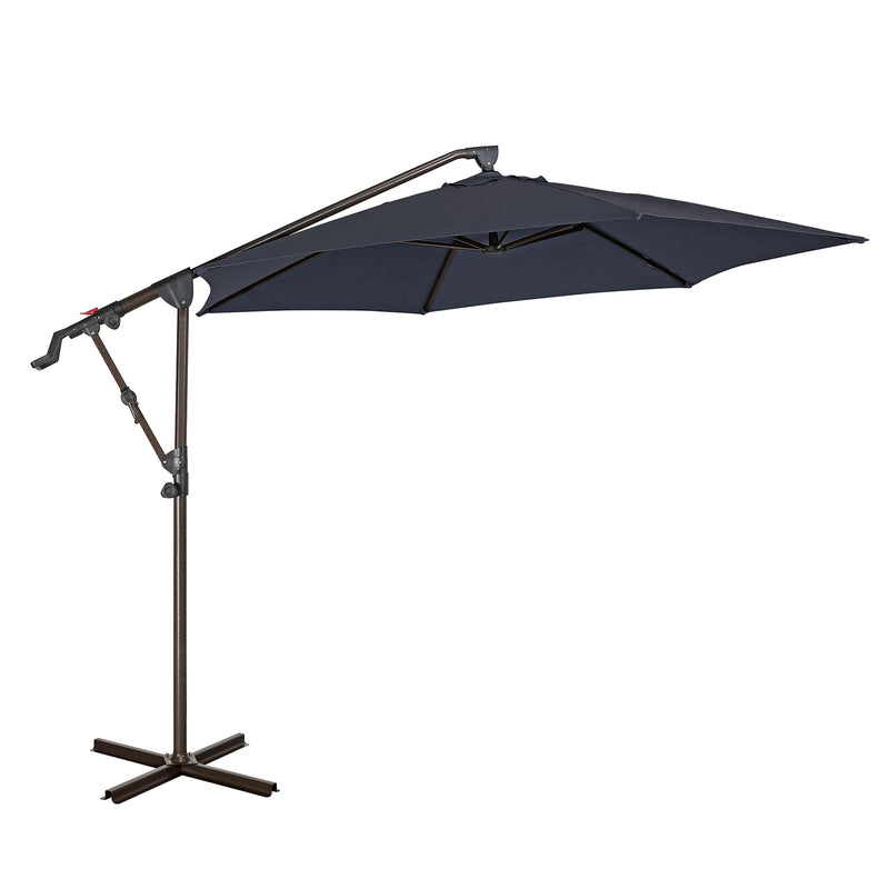 10ft Offset Hanging Patio Umbrella, Outdoor Cantilever Aluminum Umbrella with 360° Rotation, Crank and Tilt System, Cream White