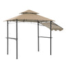 JOIVI 8’ x 5’ Grill Gazebo, Double Tiered Patio Outdoor BBQ Gazebo Grill Canopy Shelter with Adjustable Side Awning