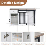 JOIVI 44" Dog Crate Furniture with Sliding Barn Door, Wooden Dog Kennel with Drawer and Storage Cabinet