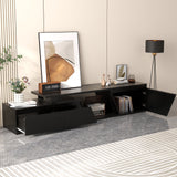 JOIVI Extendable LED TV Stand, Modern Entertainment Center with 2 Drawers, Sliding Tabletop Media Console with Storage Cabinet for Living Room