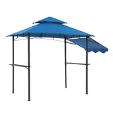 JOIVI 8’ x 5’ Grill Gazebo, Double Tiered Patio Outdoor BBQ Gazebo Grill Canopy Shelter with Adjustable Side Awning