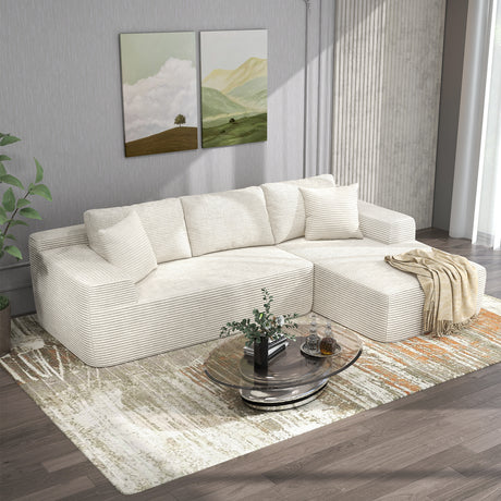 JOIVI Indoor Modular Sectional Sofa, 106" Corduroy Cloud Couch L Shaped Sofas with Deep Seat, Comfy Fluffy Plush Couches, No Assembly Required, Right Chaise
