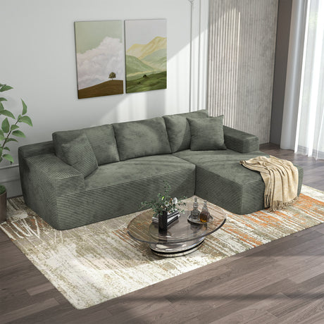 JOIVI Indoor Modular Sectional Sofa, 106" Corduroy Cloud Couch L Shaped Sofas with Deep Seat, Comfy Fluffy Plush Couches, No Assembly Required, Right Chaise