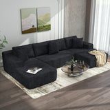 JOIVI Indoor Modular Sectional Sofa, 132'' Corduroy Cloud Couch with Double Chaise, U Shaped Sofas with Deep Seat, Comfy Fluffy Plush Couches, No Assembly Required