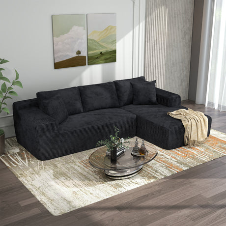 JOIVI Indoor Modular Sectional Sofa, 106" Corduroy Cloud Couch L Shaped Sofas with Deep Seat, Comfy Fluffy Plush Couches, No Assembly Required, Right Chaise
